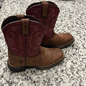 Durango Western Cowboy Boots Brown & Brick Red Embroidered Boot Shaft